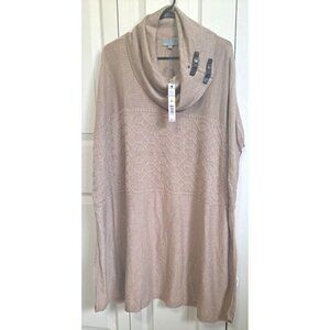 Joseph A. Women's 2X Mocha Heather Cowl Neck Sleeveless Poncho